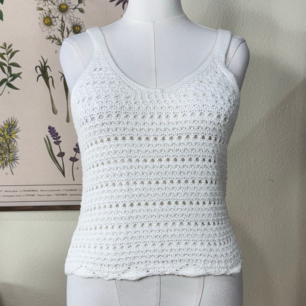 Y2k Crochet Sleeveless Top Coastal Cowgirl Boho Cottage Fairy Grunge Forest M